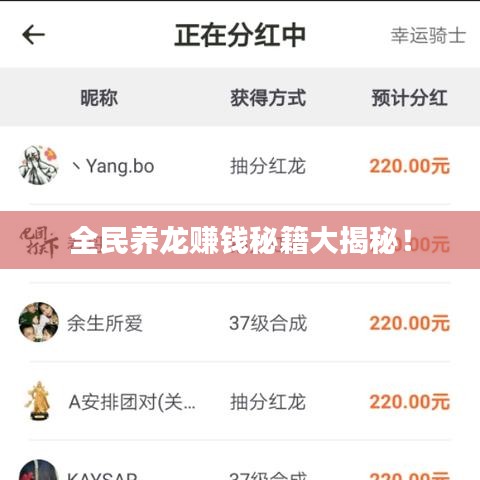 全民养龙赚钱秘籍大揭秘！