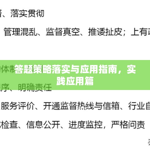 答题策略落实与应用指南,实践应用篇